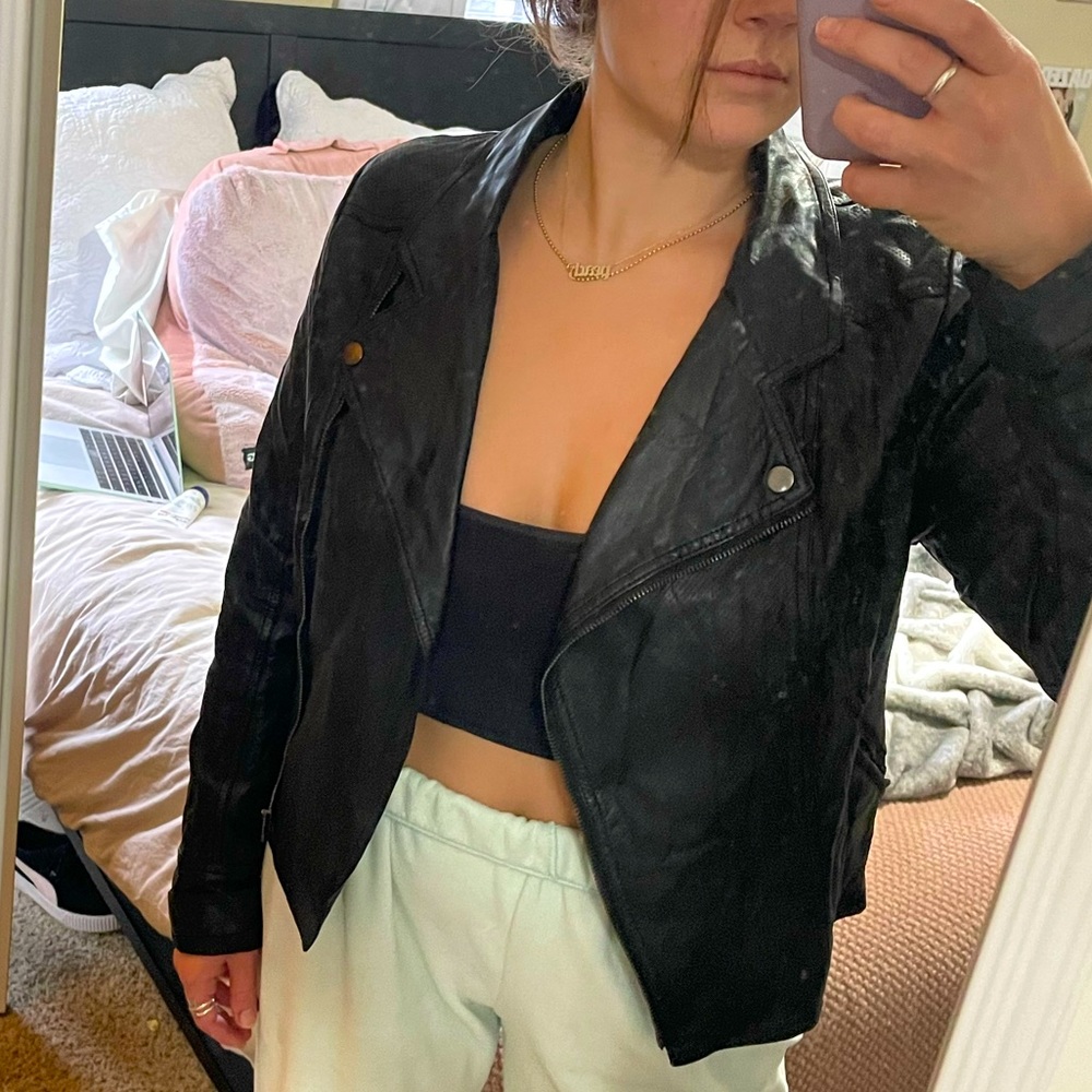 Leather biker jacket